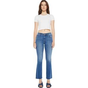 Mother The Weekender Fray Flare Leg Mid Rise Denim Blue Jean Not Rough Enough 27